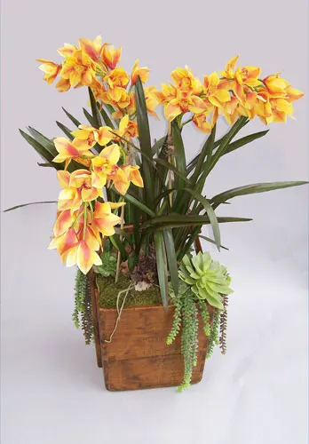 Lighted Faux Yellow Orchid Arrangements Dana Point